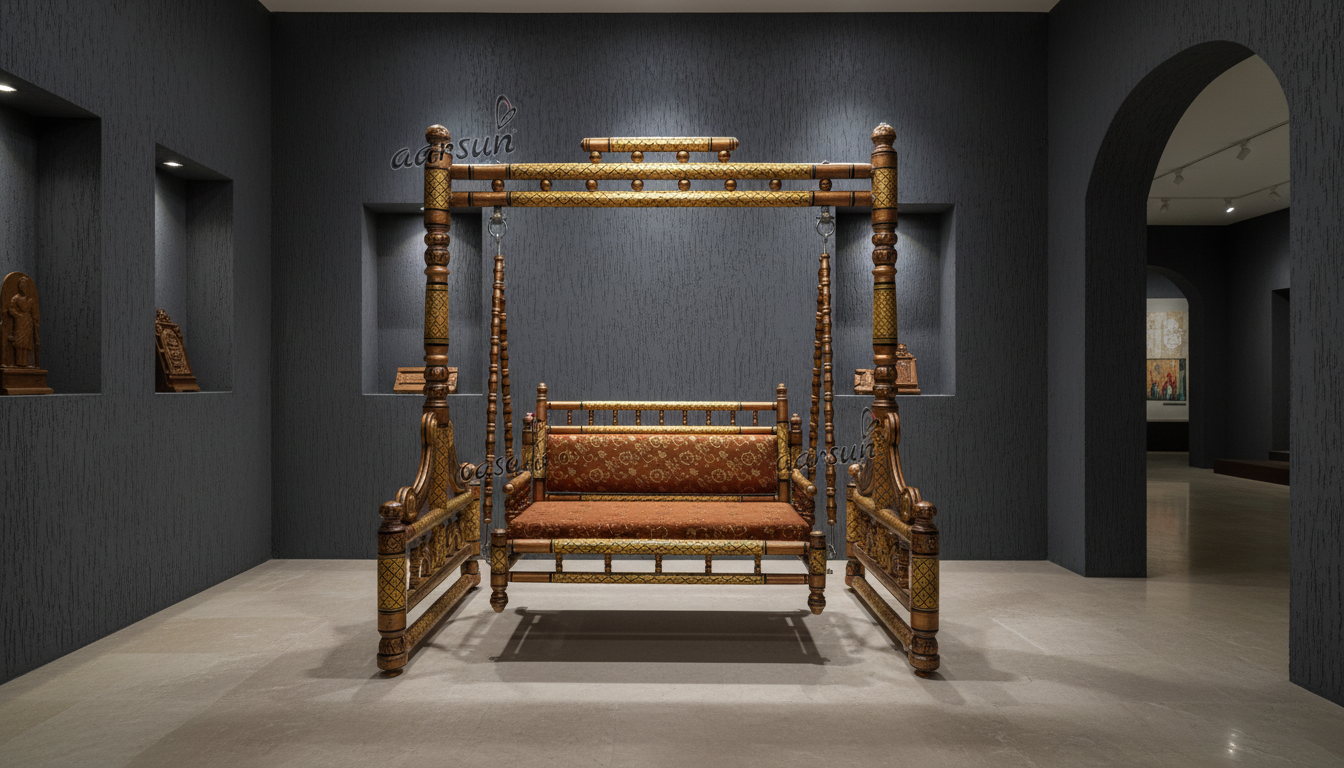 Traditional Sankheda Style Wooden Swing For Home